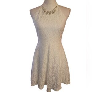 PAPAYA All Over Lace and Sleeveless Mini Dress White Size LARGE
